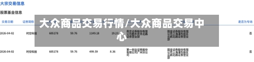 大众商品交易行情/大众商品交易中心