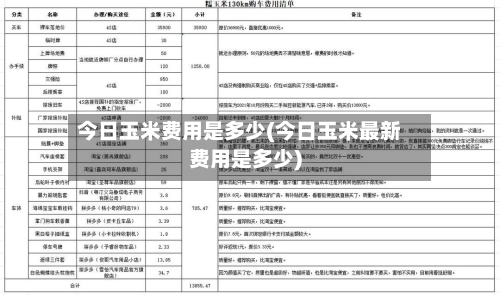 今日玉米费用是多少(今日玉米最新费用是多少)